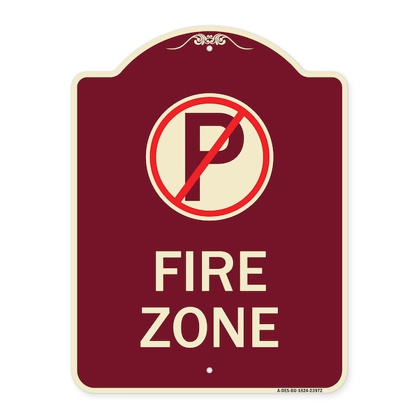 Signmission Fire Zone No Parking Symbol Heavy-Gauge Aluminum Architectural Sign, 24" x 18", BU-1824-23972 A-DES-BU-1824-23972 - main
